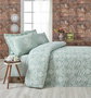 L'essentiel linge de maison Juego de colcha acolchada doble Verde mar y Blanco
